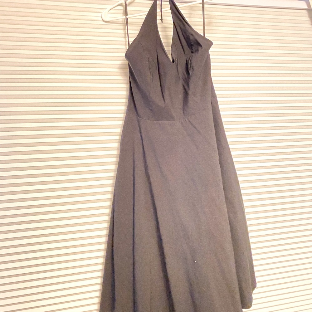 Black halter cocktail dress